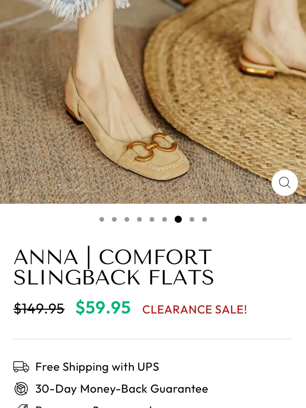 Anna Beige Suede Slingback Flats with Gold Chain Accent